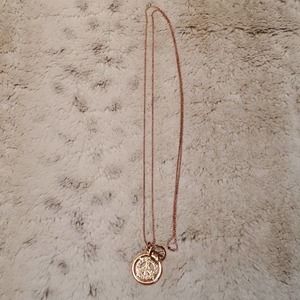Boutique Long Dangle Loop Pink Plated Gold Necklace